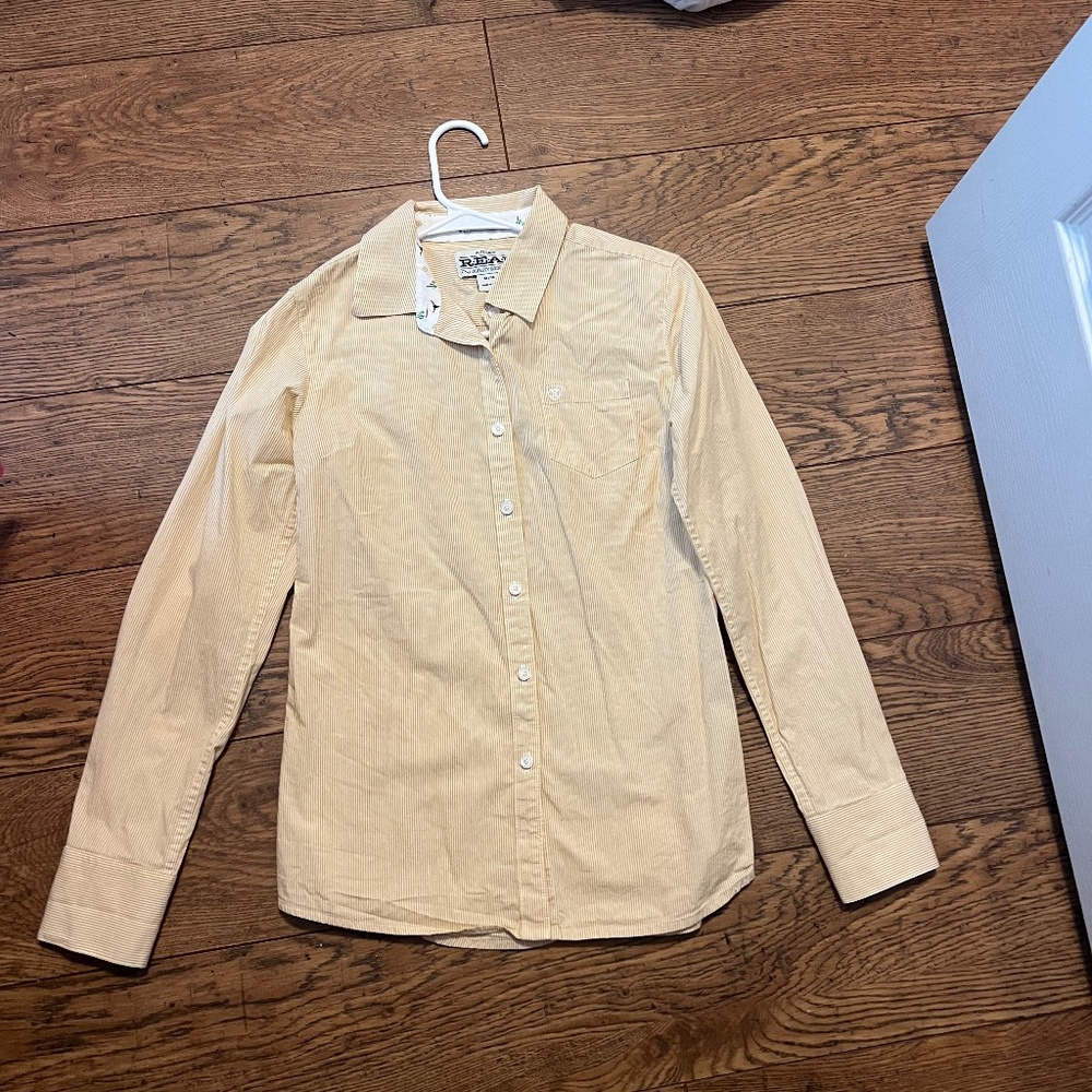Ariat Long Sleeve Button Down (Yellow and White Striped)